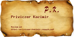 Priviczer Kazimir névjegykártya